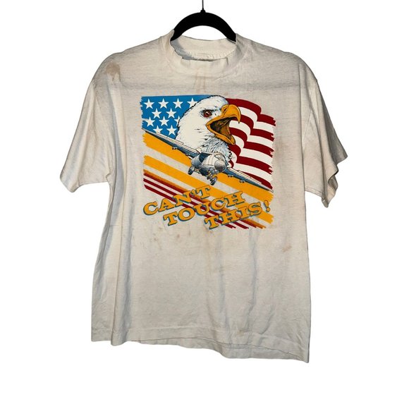 Vintage USA Shirt Cant Touch This Eagle and Fighter Jet - Picture 1 of 3